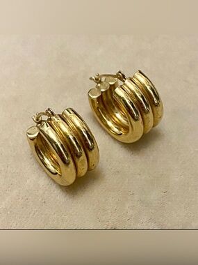 14K Yellow Gold Hoop Tube Earrings